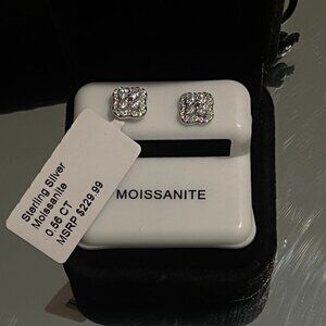Moissanite Clover Stud Earrings Halo Designer Style